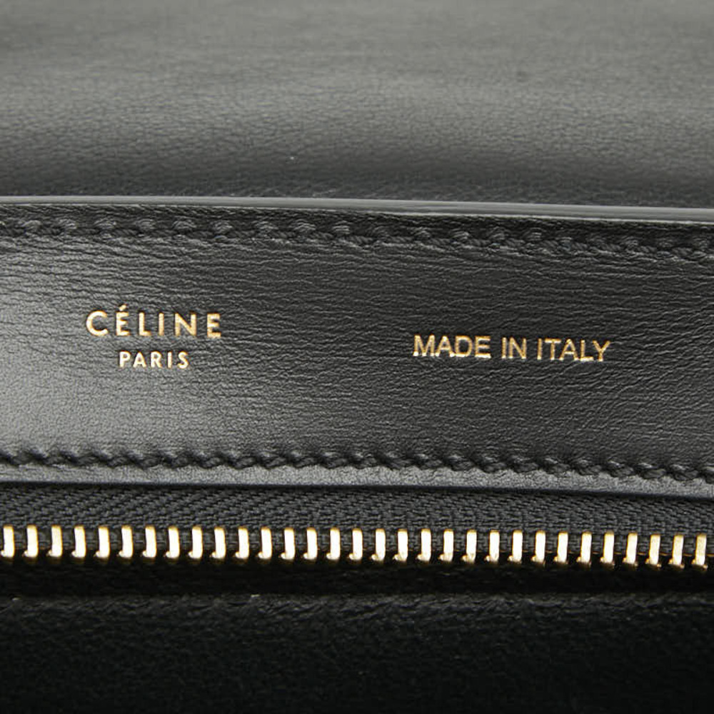 Celine Trapeze Handbag Shoulder Bag Black Orange Brown Leather Python Suede - Picture 9 of 9